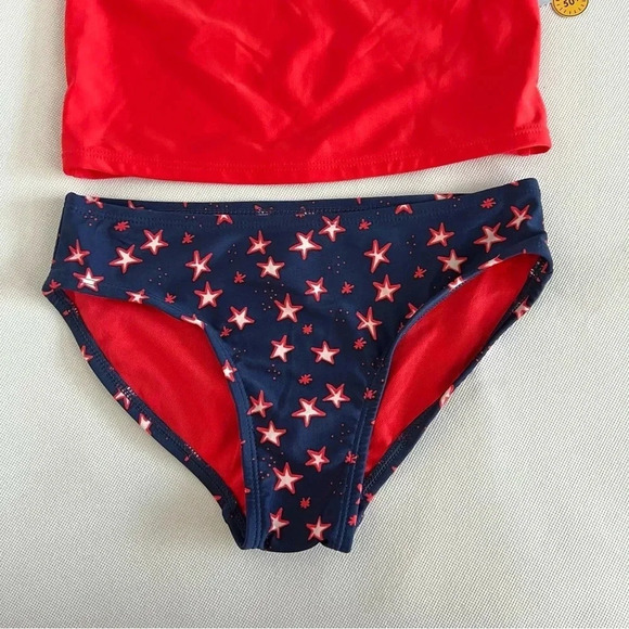 Oh My Stars Red/Blue Tankini Cat & Jack Girls Swimsuit 2 Piece Set Size Medium - Picture 5 of 7